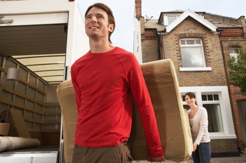 Business relocation equipment and office items ready for removal