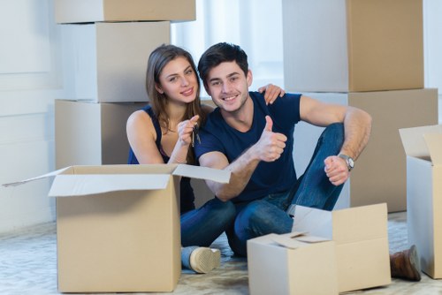 Checklist and packed boxes for a commercial move in Abbey Wood
