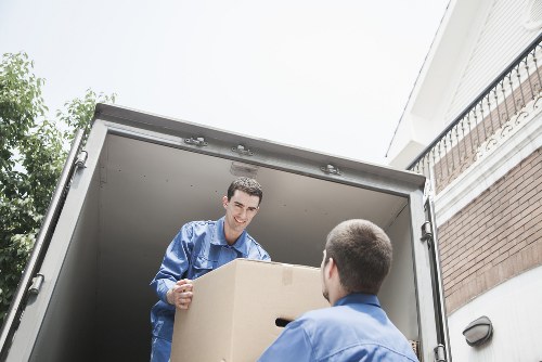 Packed business equipment prepared for transport in Abbey Wood